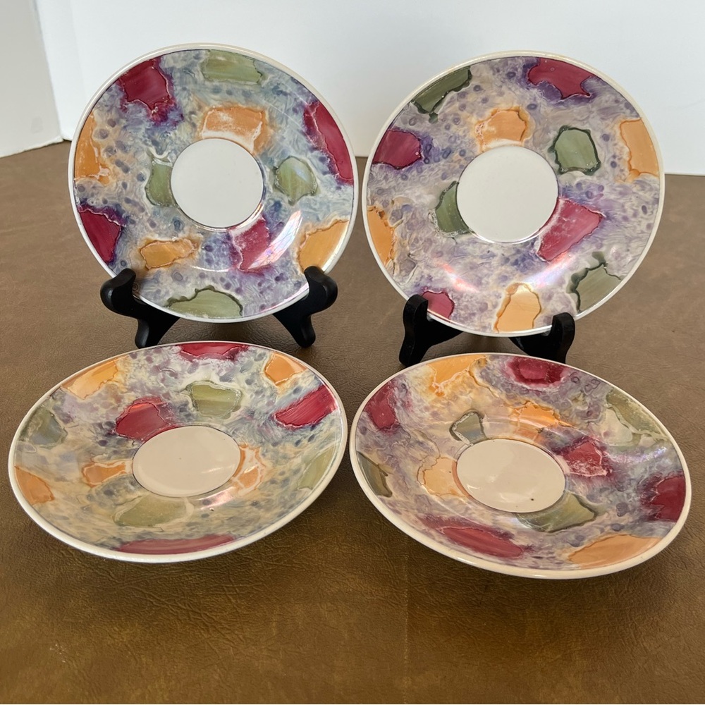 Set of Four Saucers or Trinket Dishes Handpainted - Picture 10 of 10